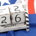 The date 26 January displayed in front of an Australian flag