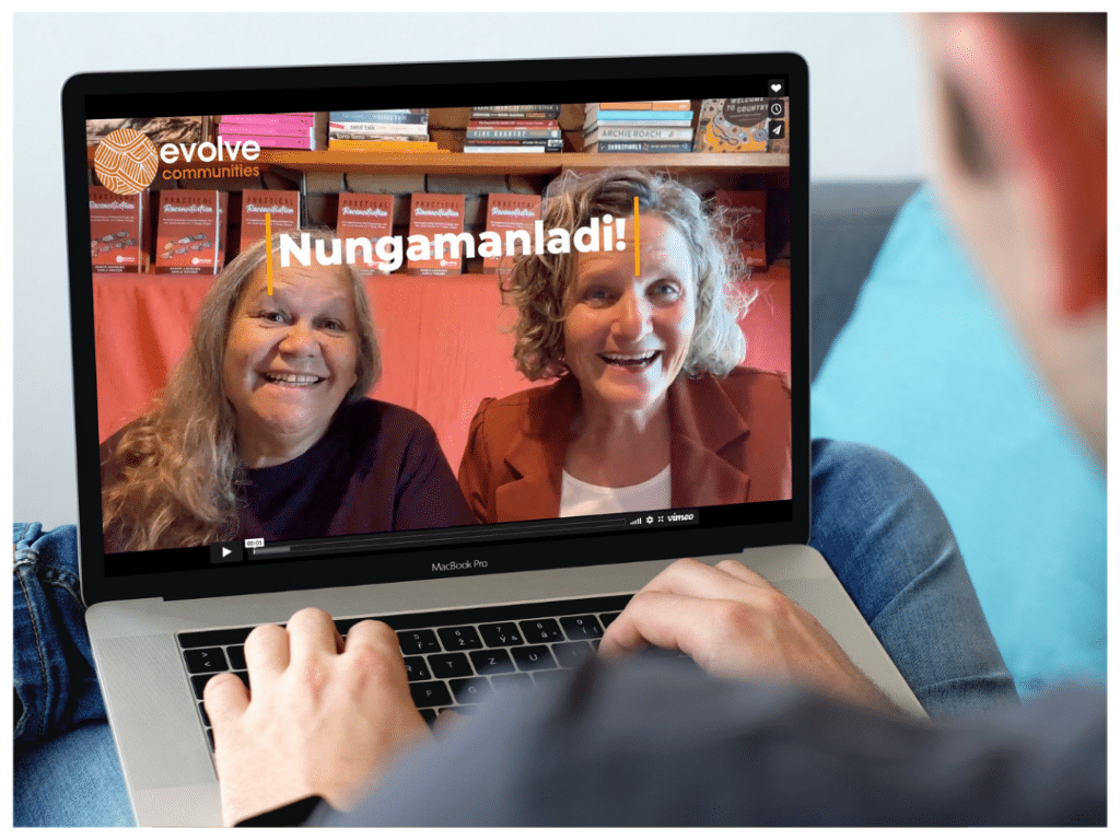 Picture of Aunty Munya and Carla in a laptop delivering a webinar