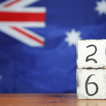 January 26 with the Australian Flag in the background